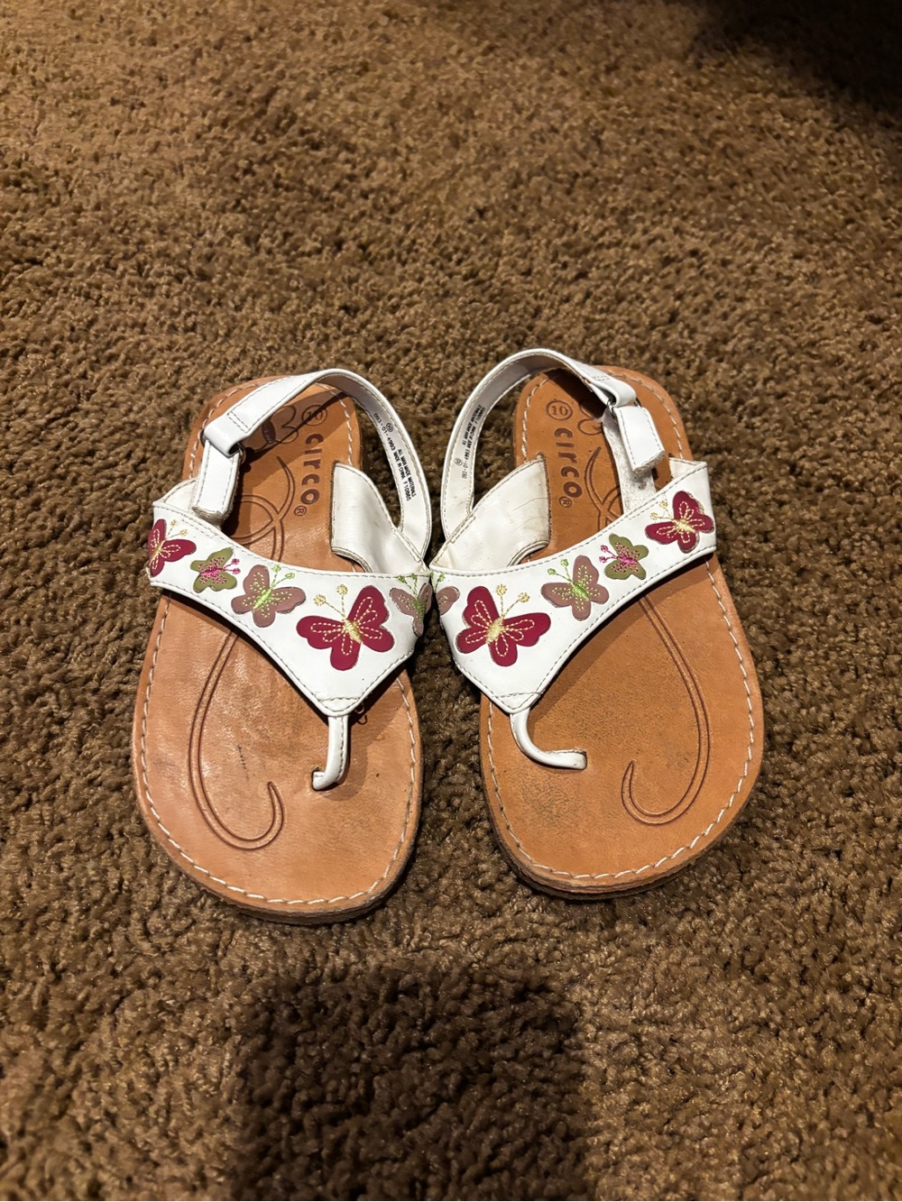 Circo White Girls' Butterfly Accent Sandals